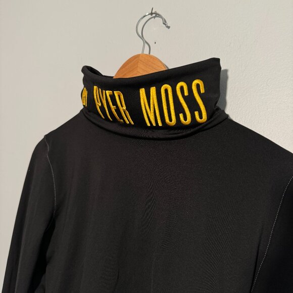 NWT Pyer Moss x Reebok Cropped Logo Black Turtleneck Embroidered Mock Tee Top - Picture 6 of 9